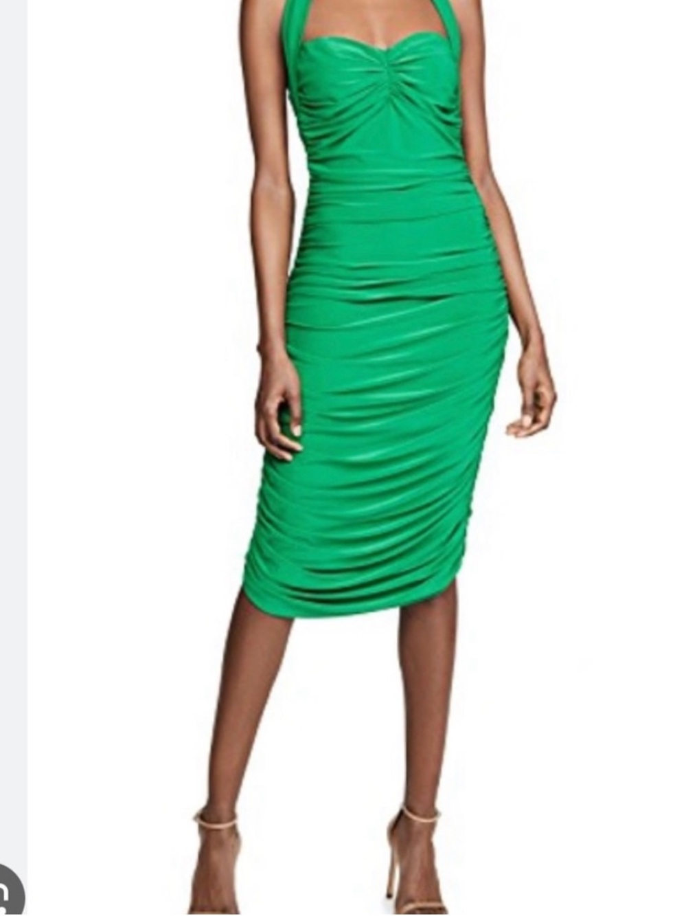 Norma Kamali Green Rushed Dress
